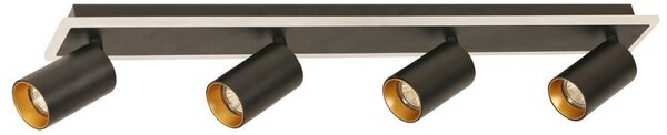 Lampada da soffitto con telecomando Parma nero-oro-bianco 4xGU10x50W metallo dim.: 12x70x8 cm IP20 Light Prestige