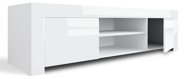 Mobile TV 2 Porte e 2 Ripiani Aperti 190x50x45cm TFT Amber Bianco Lucido