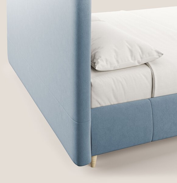 Laura letto imbottito contenitore e sfoderabile in microfibra velluto