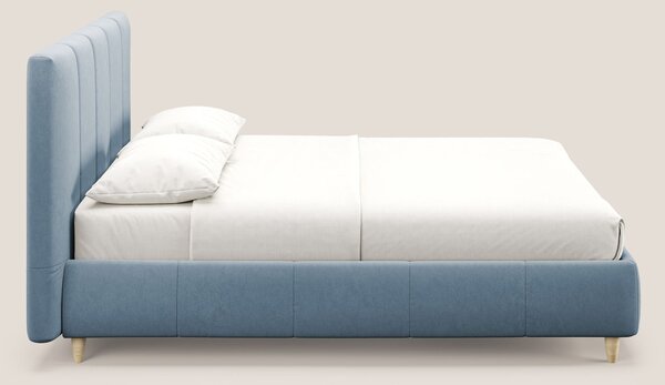 Laura letto imbottito contenitore e sfoderabile in microfibra velluto
