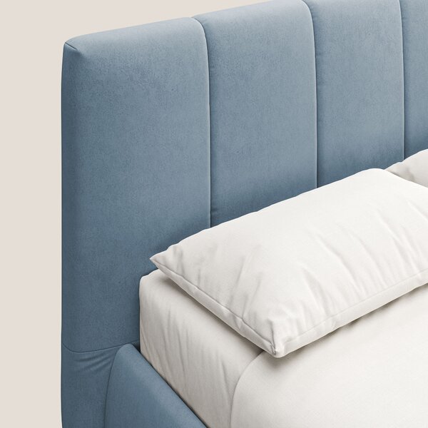 Laura letto imbottito contenitore e sfoderabile in microfibra velluto