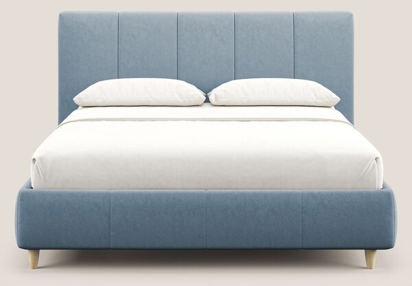 Laura letto imbottito contenitore e sfoderabile in microfibra velluto