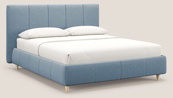 Laura letto imbottito contenitore e sfoderabile in microfibra velluto