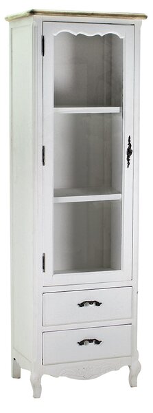 Vetrinetta in Legno 3 Ripiani 2 Cassetti 55x38x170cm Country Bianca