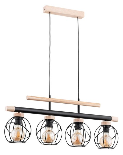Alfa Lampada a sospensione Trendy Basket in legno, 4 luci