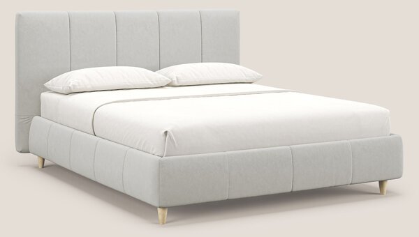 Laura letto imbottito contenitore e sfoderabile in microfibra velluto