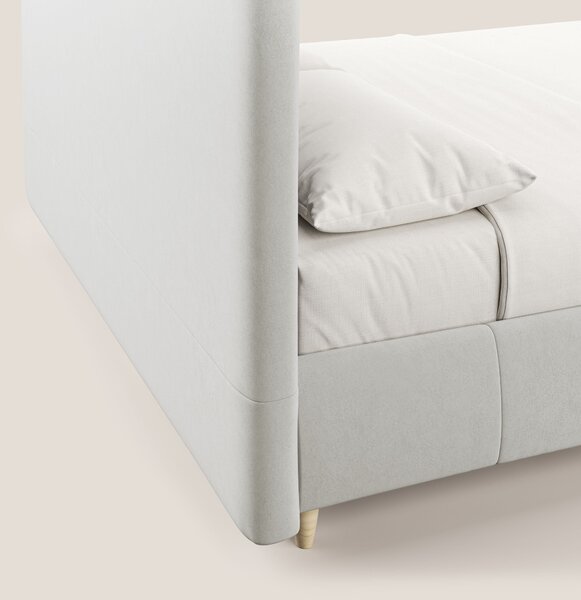 Laura letto imbottito contenitore e sfoderabile in microfibra velluto