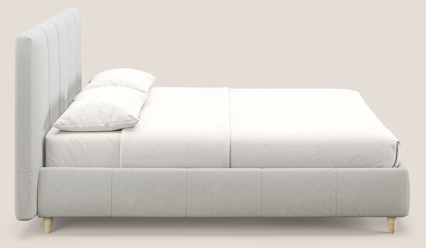 Laura letto imbottito contenitore e sfoderabile in microfibra velluto