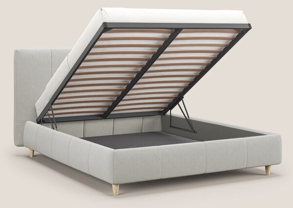 Laura letto imbottito contenitore e sfoderabile in microfibra velluto