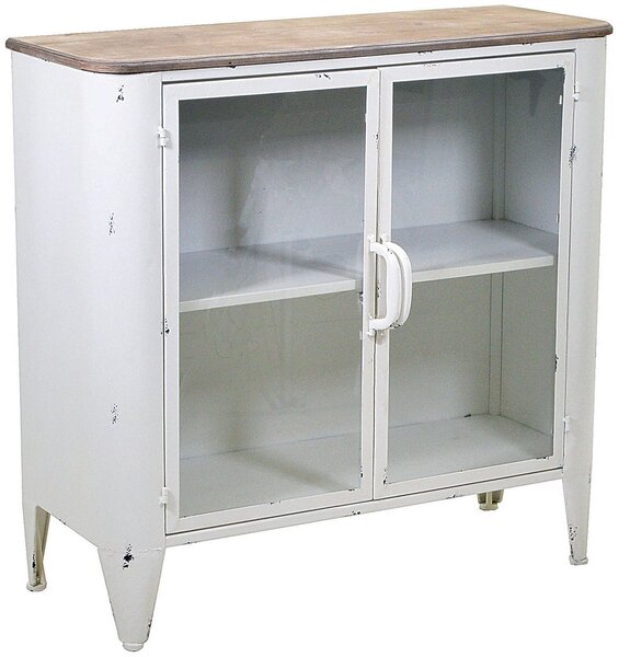 Mobile 2 Ante in Metallo Top in Legno Edimburgo Bianco