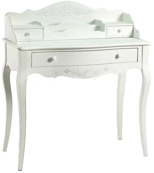 Mobile Scrittoio 2 Cassetti in Legno Basilea Bianco Anticato