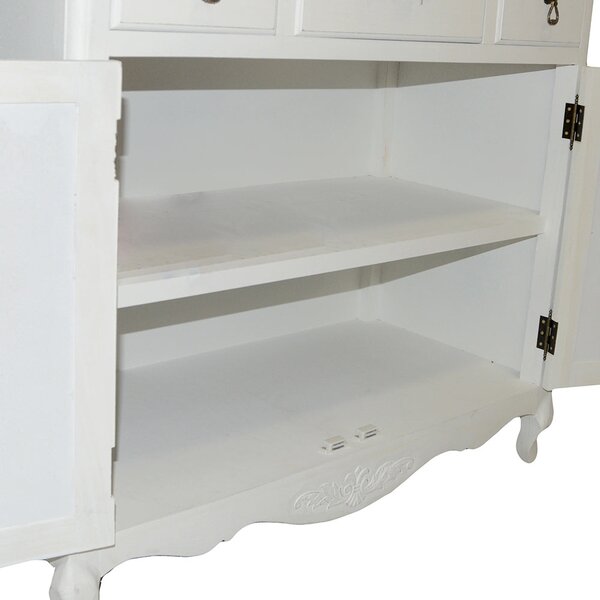 Credenza in Legno 2 Ante 3 Cassetti 95x45x88cm Country Bianca