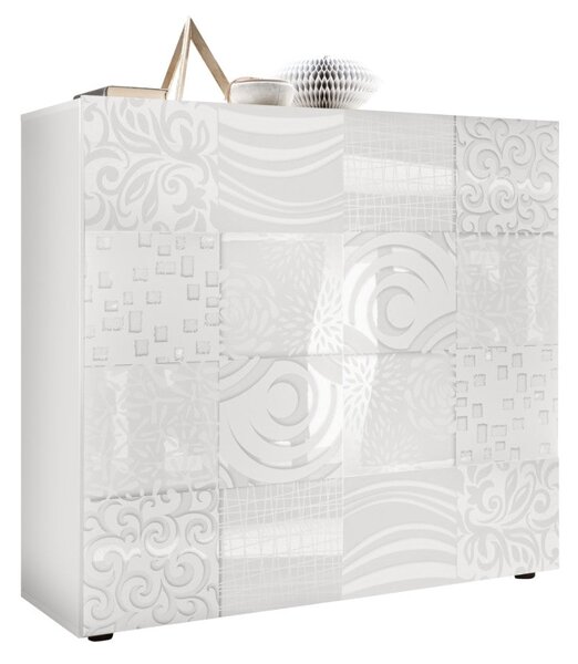 Credenza Mobile Soggiorno 2 Ante in Melaminico 120x42x110cm TFT Blossom Bianca