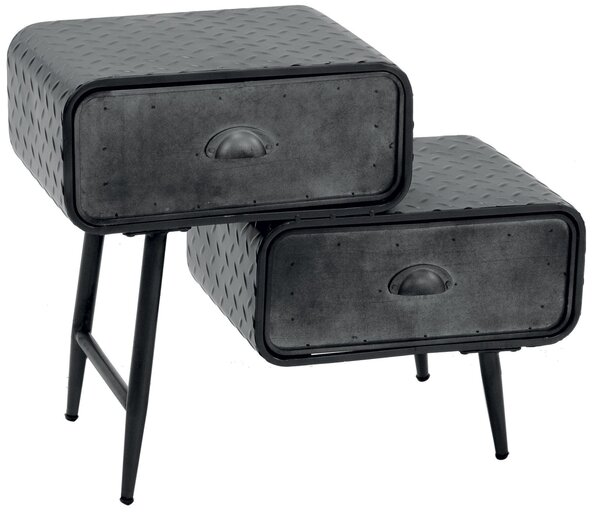 Mobiletto 2 Cassetti in Metallo Nero