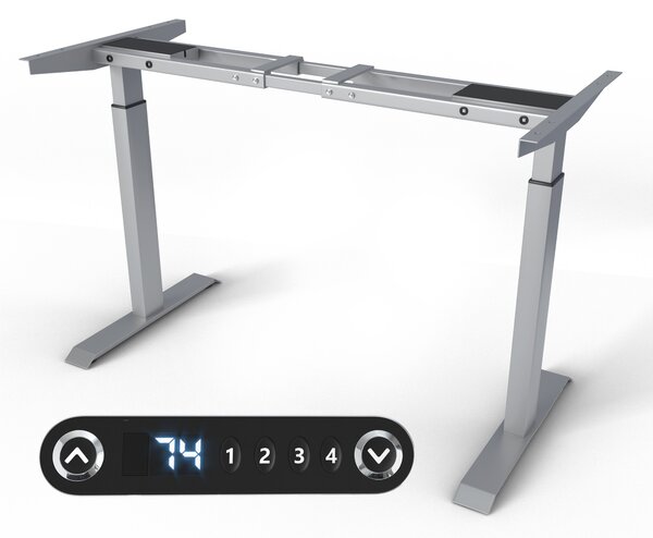 Struttura per scrivania regolabile in altezza - Telaio per tavolo - Telaio per scrivania da ufficio con doppio motore, regolazione elettrica dell'altezza, touchscreen e funzione di memoria - Argento