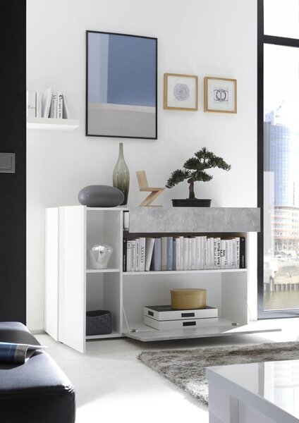 Mobile Buffet in Melaminico 130x41x82cm TFT Nico Bianco Cemento