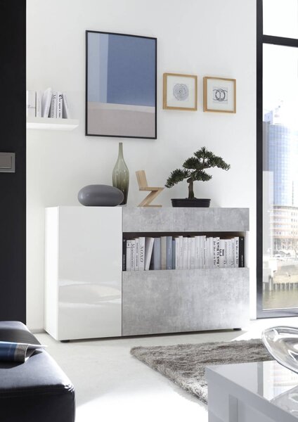 Mobile Buffet in Melaminico 130x41x82cm TFT Nico Bianco Cemento