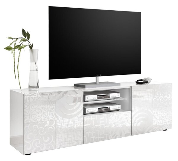 Mobile TV 1 Cassetto 2 Ante 5 Ripiani in Melaminico 180x42x57cm TFT Blossom Bianco
