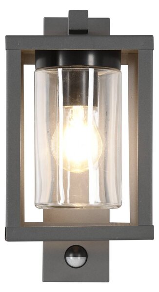Trio Lighting Applique da esterno Lunga con sensore di movimento, Nero, Alluminio, Moderno