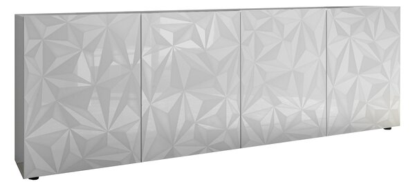 Mobile Buffet 4 Ante 241x42x84 cm in Legno TFT Praga Bianco Lucido