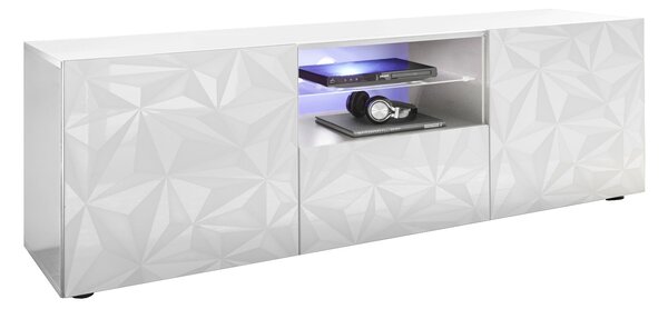 Mobile Porta TV 2 Ante 180x42x57 cm in Legno TFT Praga Bianco Lucido