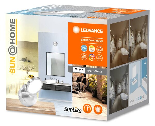 LEDVANCE SMART+ SUN@Home Bathroom Faretto LED da parete a 1 luce Bathroom, dimmerabile, Alluminio / Grigio / Zincato, Bagno, Metallo, Moderno