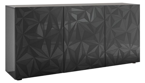 Mobile Buffet 3 Ante 180x42x84 cm in Legno TFT Praga Nero Lucido