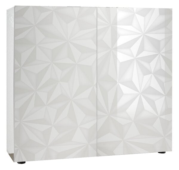 Credenza 2 Ante 120x42x110 cm in Legno TFT Praga Bianco Lucido