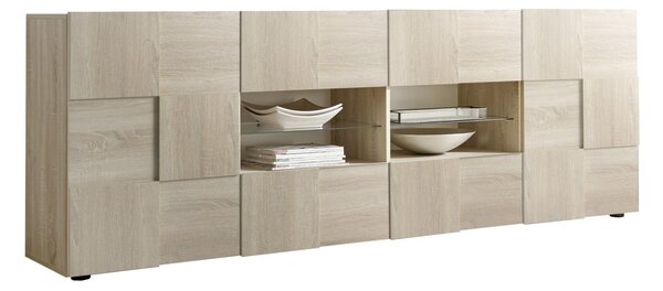 Mobile Buffet 2 Ante 4 Cassetti 240x42x84 cm in Legno TFT Chequers Rovere Samoa