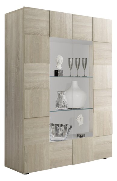 Mobile Vetrina 2 Ante 120x42x166 cm in Legno TFT Chequers Rovere Samoa