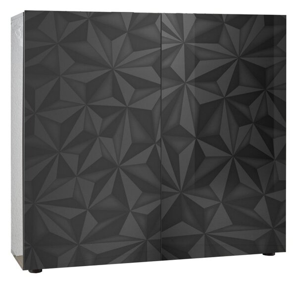 Credenza 2 Ante 120x42x110 cm in Legno TFT Praga Nero Lucido