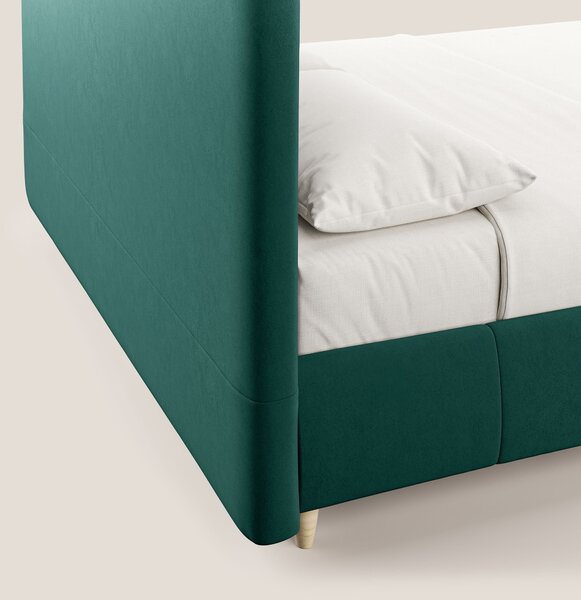 Laura letto imbottito contenitore e sfoderabile in microfibra velluto