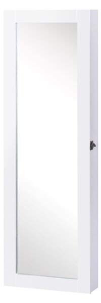 Specchiera Armadio Portagioielli da Parete in Legno MDF Bianco 37x9.5x112 cm