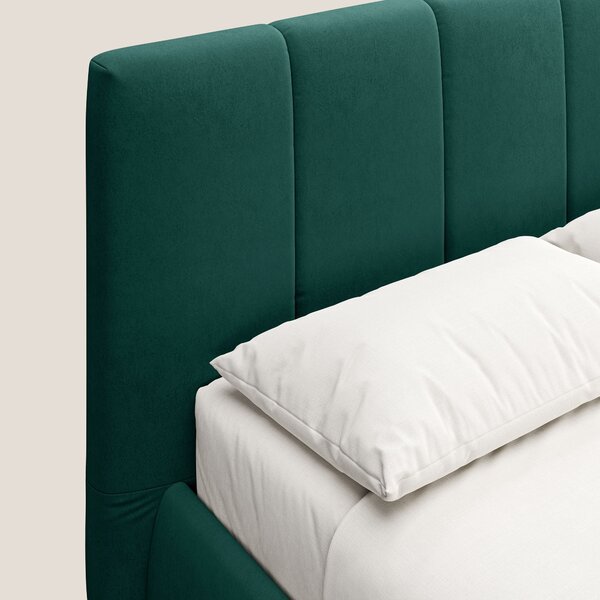Laura letto imbottito contenitore e sfoderabile in microfibra velluto