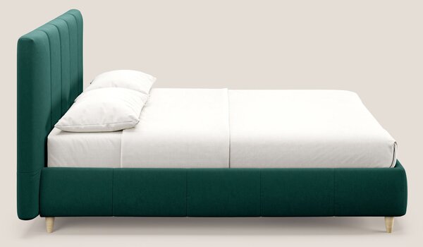 Laura letto imbottito contenitore e sfoderabile in microfibra velluto