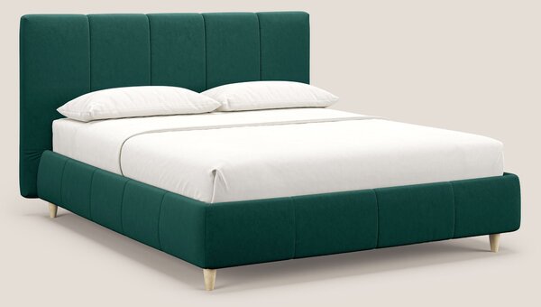 Laura letto imbottito contenitore e sfoderabile in microfibra velluto