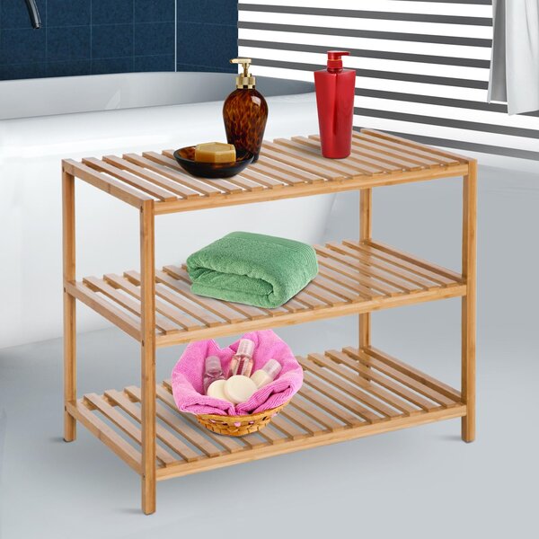 Scaffale Portaoggetti in Bambù con 3 Ripiani 65x40x55 cm