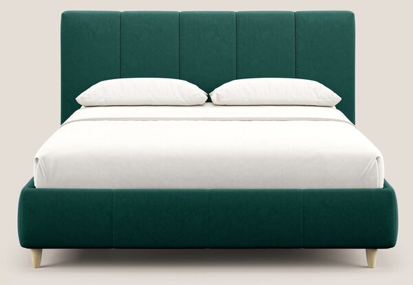 Laura letto imbottito contenitore e sfoderabile in microfibra velluto