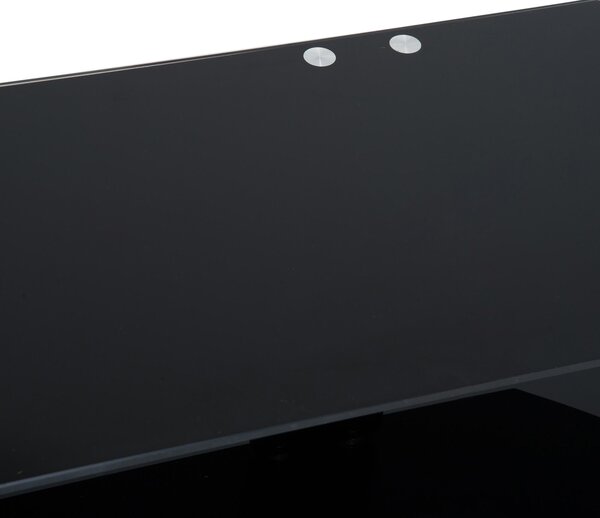 Mobile TV con 3 Ripiani in Vetro Nero 140x38x50 cm