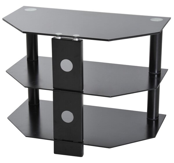 Mobile TV con 3 ripiani in Vetro Temperato Nero 65x38x50 cm