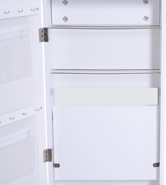 Specchio con Vano Portagioie da Parete in Legno Bianco MDF 36x108.5x11.5 cm