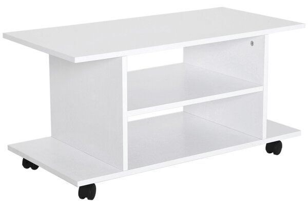 Mobile TV in Legno con Ruote Bianco 80x40x40 cm