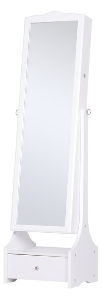 Armadio Portagioie a Specchio con Luci LED 45x36x150 cm Bianco