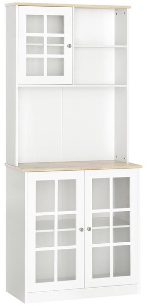 Credenza Moderna con 2 Vetrinette 80x37x183 cm in MDF Bianco