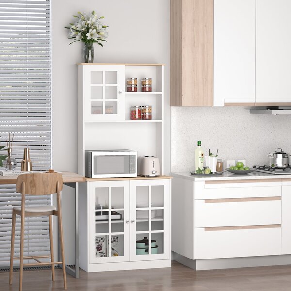 Credenza Moderna con 2 Vetrinette 80x37x183 cm in MDF Bianco