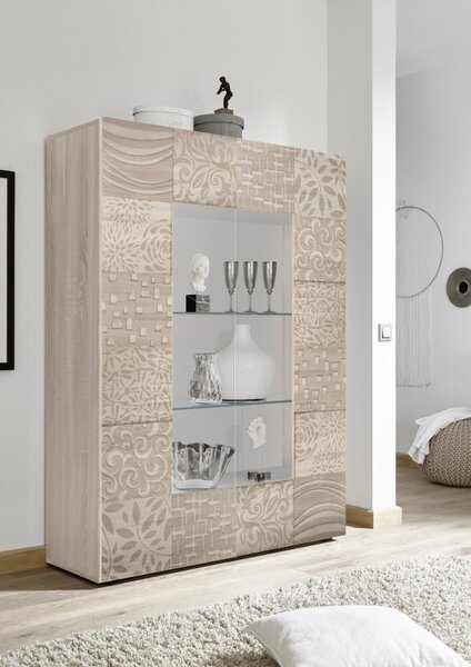 Mobile Vetrina 2 Ante 120x42x166 cm in Legno TFT Blossom Rovere Samoa