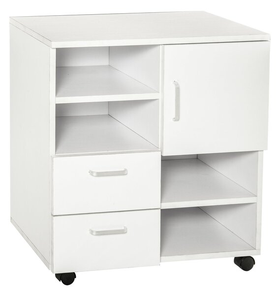 Mobile TV in Legno 2 Cassetti e 1 Anta Bianco 60x65x35 cm