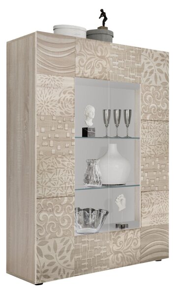 Mobile Vetrina 2 Ante 120x42x166 cm in Legno TFT Blossom Rovere Samoa