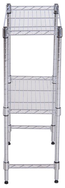 Scaffale Portaoggetti in Acciaio Cromato 2 Ripiani 45x25x72 cm
