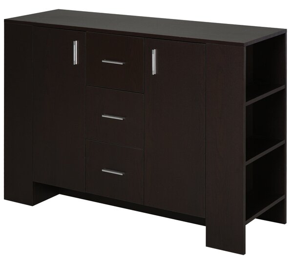 Credenza 2 Ante 3 Cassetti 3 Ripiani 120x38x84 cm in Legno Marrone Scuro